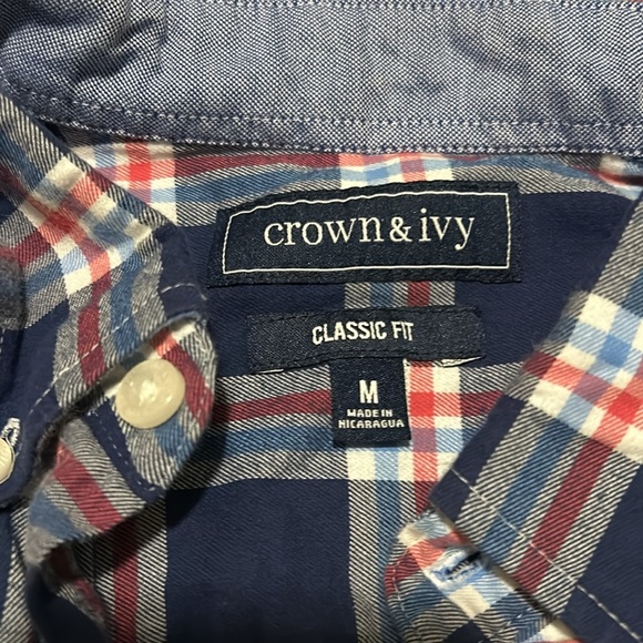 Mens crown and Ivy classic fit flannel button down shirt - Picture 4 of 4